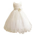Big Girls Ivory Sash Satin Tulle 3 Layer Tea-Length Flower Girl Dress 8-12 - SophiasStyle.com