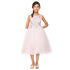 Little Girls Dusty Rose Pearl Bead Coiled Lace Satin Tulle Flower Girl Dress 4-6 - SophiasStyle.com