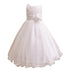 Big Girls White Sash Satin Tulle 3 Layer Tea-Length Flower Girl Dress 8-12 - SophiasStyle.com