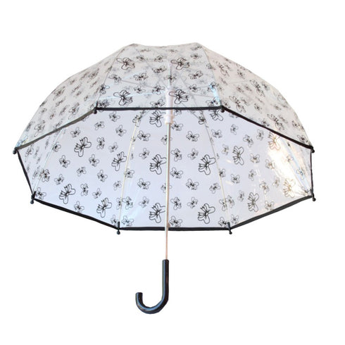 Pluie Pluie Girls Transparent Black Bow Umbrella - SophiasStyle.com