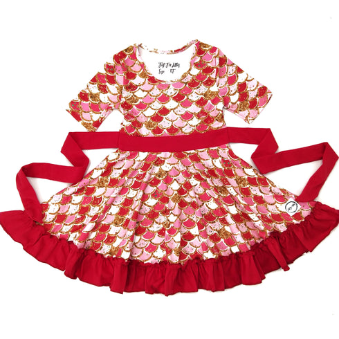 red-mermaid-scales-twirl-dress-just-for-littles®️ - Sophia's Style -5