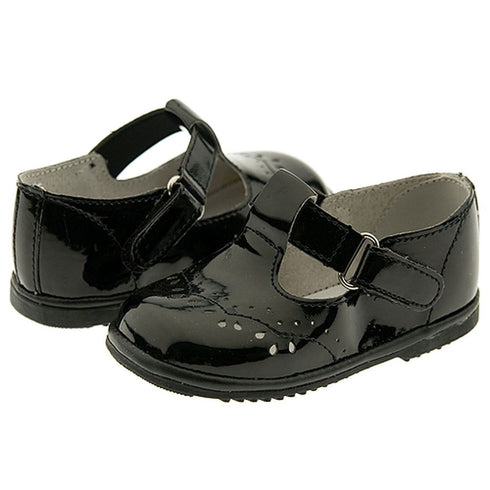 Baby Toddler Girls Black Patent Eyelet Design Mary Jane Shoes Size 1-7 - SophiasStyle.com