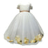 Petite Adele Little Girls Ivory Champagne Floating Petals Flower Girl Dress 2T-6 - SophiasStyle.com