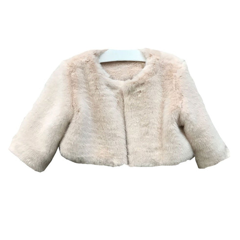Petite Adele Little Girls Blush Soft Faux Fur Lined Long Sleeve Jacket 2-6 - SophiasStyle.com