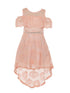 Just Kids Girls High-Low Floral Lace Overlay Flower Girl Dress 4-14 - SophiasStyle.com