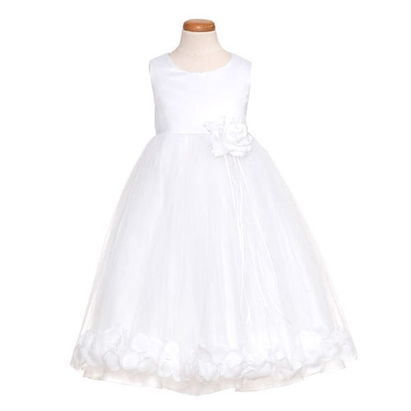 Kids Dream Little Girls White Petal Sash Flower Girl Dress 2T-6 - SophiasStyle.com