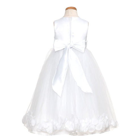 Kids Dream Big Girls White Petal Flower Girl Dress 8-14 - SophiasStyle.com