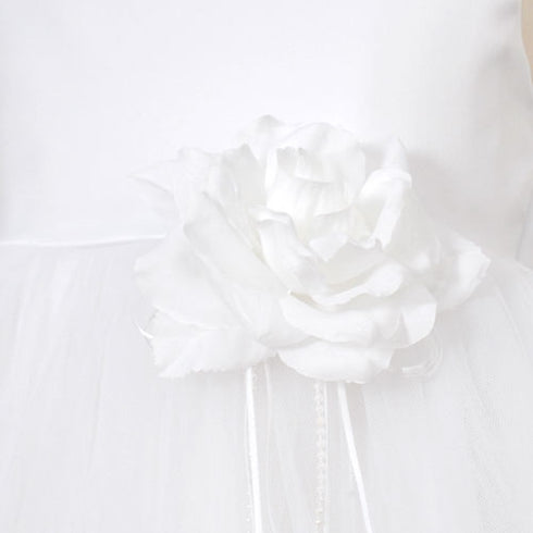 Kids Dream Little Girls White Petal Sash Flower Girl Dress 2T-6 - SophiasStyle.com