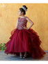 Girls Multi Colors Ruffle Train Back Ball Gown Dress 3-16 - SophiasStyle.com