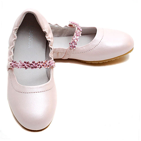 Girls Jeweled Flower Slipper Dress Shoes 5-4 - SophiasStyle.com