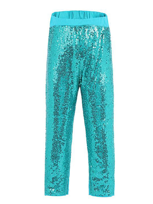 Girls Turquoise Sequin Sports Casual Legging Pants 9M-8 - SophiasStyle.com