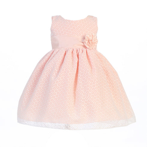 Lito Big Girls Peach Cotton Burnout Special Occasion Easter Dress 7 - SophiasStyle.com