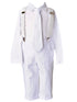 Baby Boys White Linen 4pc Romper Pants Tie Suspenders Christening Outfit NB-24M - SophiasStyle.com