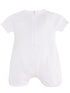 Baby Boys White Short Knit Baptism Christening Romper Newborn-24M - SophiasStyle.com