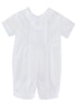 Baby Boys White Pleated Bodice Short Sleeve Baptism Romper Hat Set 0-24M - SophiasStyle.com