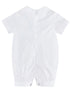Baby Boys White Pleated Bodice Short Sleeve Baptism Romper Hat Set 0-24M - SophiasStyle.com