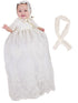 Baby Girls White Embroidered Netting 2pc Christening Gown Shawl Set NB-24M - SophiasStyle.com