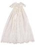 Baby Girls White Embroidered Netting 2pc Christening Gown Shawl Set NB-24M - SophiasStyle.com