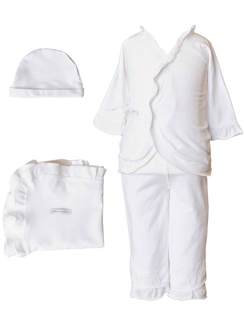 Baby Girls Bamboo 4pc Hat Top Pants Blanket Layette Set 3M-6M - SophiasStyle.com