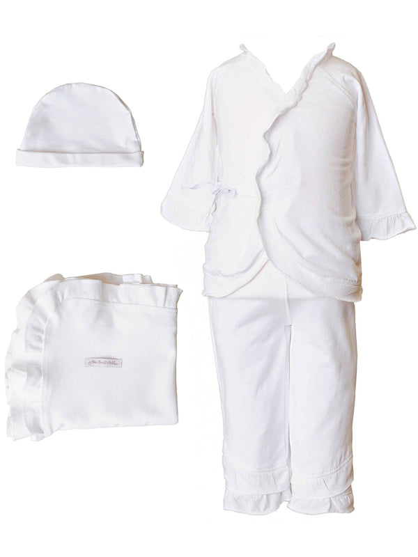 Baby Girls Bamboo 4pc Hat Top Pants Blanket Layette Set 3M-6M - SophiasStyle.com