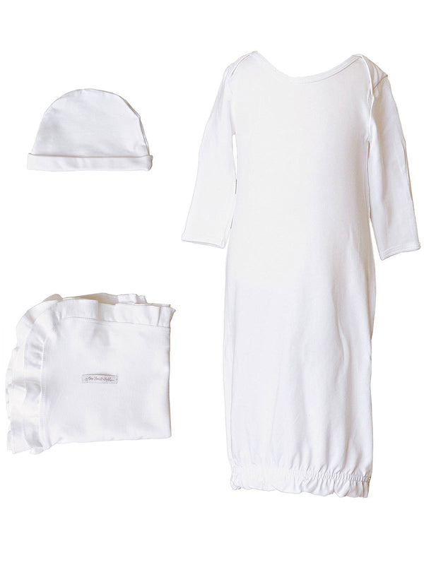 Baby Girls Bamboo 3pc Gown Hat Blanket Layette Set 3M-6M - SophiasStyle.com