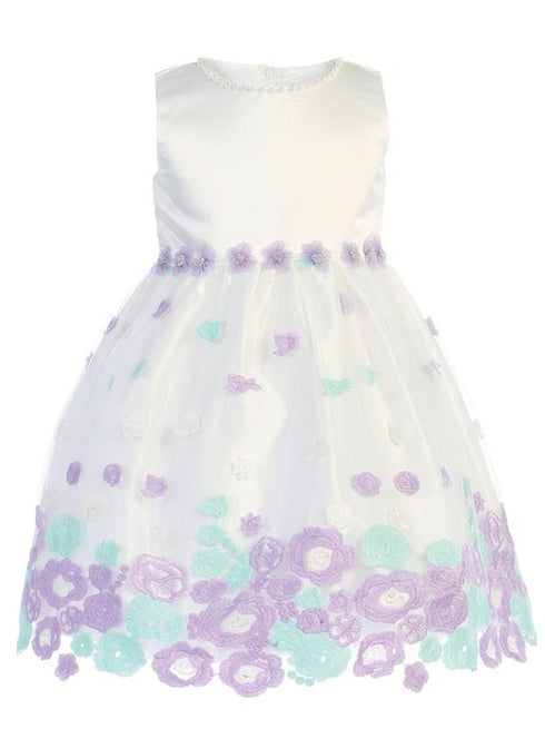 Swea Pea & Lilli Baby Girls Ivory Lilac Satin Tulle Flower Girl Dress 3-24M - SophiasStyle.com