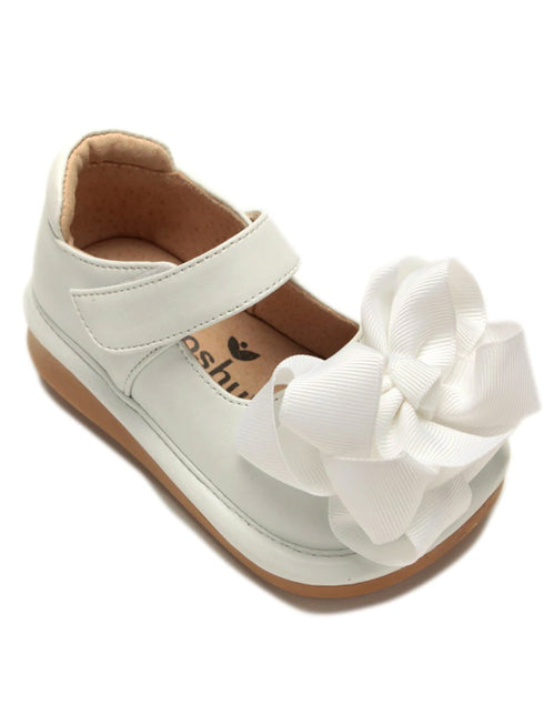 Mooshu Trainers Girls White Bow Squeaky Mary Jane Shoes 3 Baby-9 Toddler - SophiasStyle.com