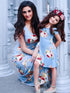 Petite Adele Women Blue Flower Printed Sleeveless Summer Dresses S-L - SophiasStyle.com