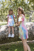 Petite Adele Little Girls Blue Cold Shoulders Tie-Dye Summer Dresses 2T-8 - SophiasStyle.com