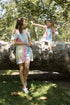 Petite Adele Women Blue Cold Shoulders Tie-Dye Summer Dresses S-XL - SophiasStyle.com