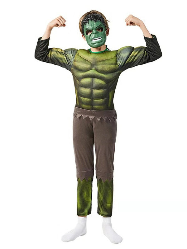 Big Kids Unisex Green The Avengers Hulk Muscle Halloween Costume 3-8 - SophiasStyle.com