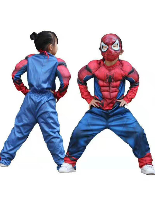 Big Kids Unisex Blue The Avengers Spider-Man Muscle Halloween Costume 3-8 - SophiasStyle.com