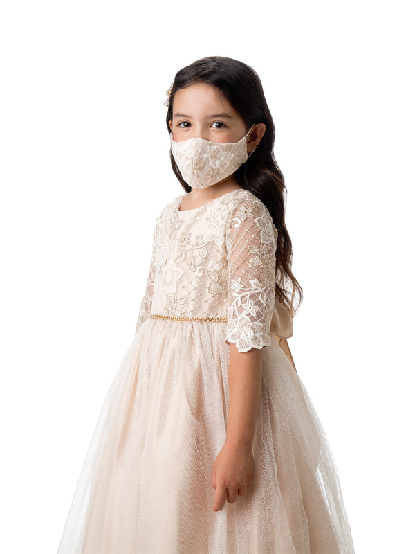 Girls Multi Color Lattice Embroidered Lace Face Mask 2-16 - SophiasStyle.com