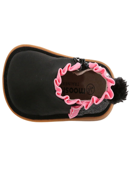 Mooshu Trainers Girls Black Sparkly Remi Squeaker Boots 5-9 Toddler - SophiasStyle.com
