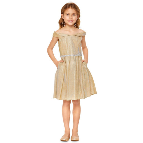 Girls Multi Color Glitter Metallic Off Shoulder Junior Bridesmaid Dress 4-14 - SophiasStyle.com