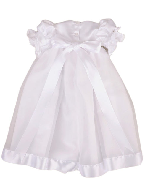 Little Things Mean A Lot Baby Girls White Clarice Christening Gown 3-24M - SophiasStyle.com