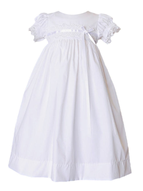 Little Things Mean A Lot Baby Girls White Eden Christening Gown Newborn-24M - SophiasStyle.com