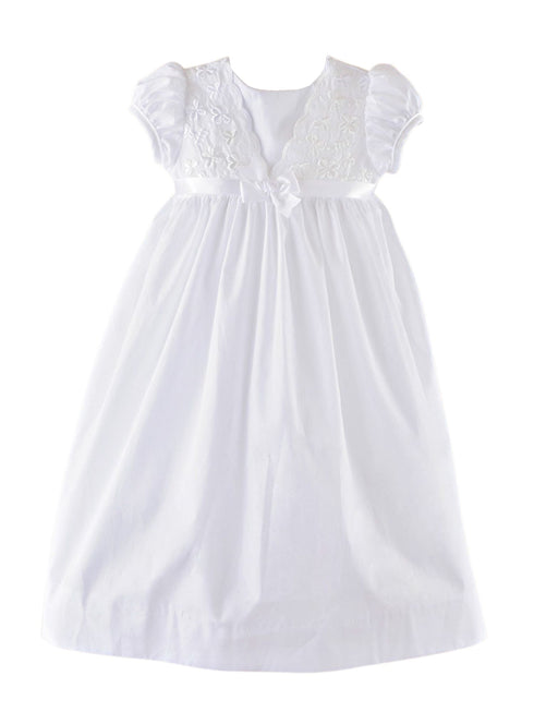 Little Things Mean A Lot Baby Girls White Lace Detail Faye Christening Gown, Sizes NB-24M - SophiasStyle.com