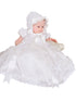 Little Things Mean A Lot Baby Girls White Sash Lace Trim Kate Christening Gown, Sizes 3-24M - SophiasStyle.com