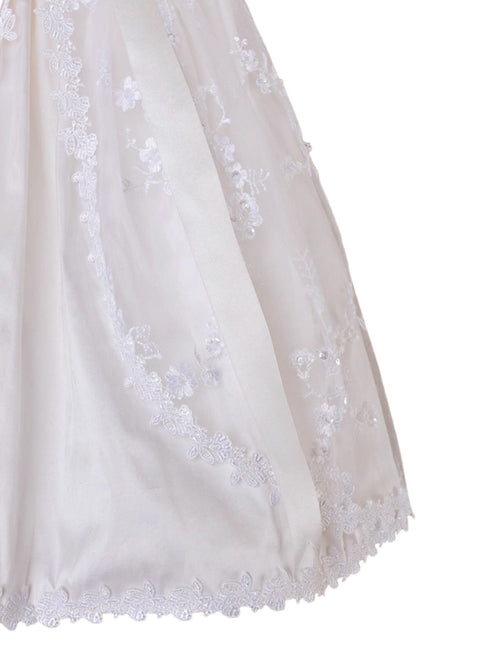 Little Things Mean A Lot Baby Girls White Sash Lace Trim Kate Christening Gown, Sizes 3-24M - SophiasStyle.com