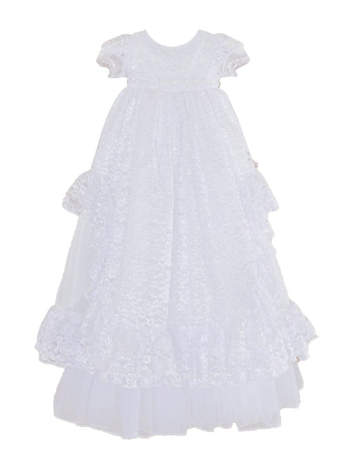 Baby Girls White Lucy Christening Gown Newborn-24M - SophiasStyle.com