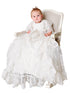 Little Things Mean A Lot Baby Girls Pearl White Satin Silk Royal Christening Gown Outfit, Sizes 3-12M - SophiasStyle.com