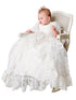 Little Things Mean A Lot Baby Girls Pearl White Satin Silk Royal Christening Gown Outfit, Sizes 3-12M - SophiasStyle.com