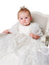 Little Things Mean A Lot Baby Girls Pearl White Satin Silk Royal Christening Gown Outfit, Sizes 3-12M - SophiasStyle.com