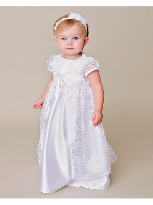 Baby Girls White Violet Christening Gown Newborn-24M - SophiasStyle.com