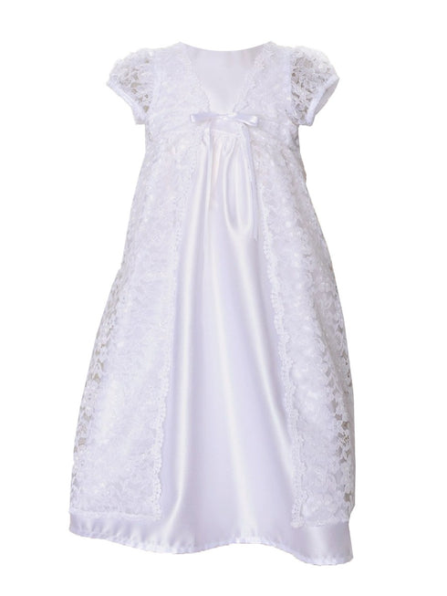 Baby Girls White Violet Christening Gown Newborn-24M - SophiasStyle.com