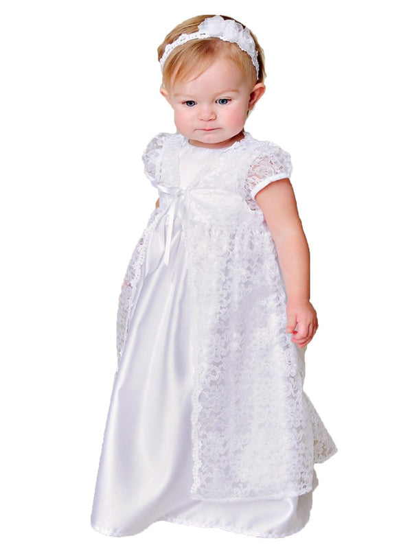 Baby Girls White Violet Christening Gown Newborn-24M - SophiasStyle.com