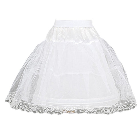 Girls White Wired Layered Lace Mesh Adjustable Waist Petticoat 2T-12 - SophiasStyle.com