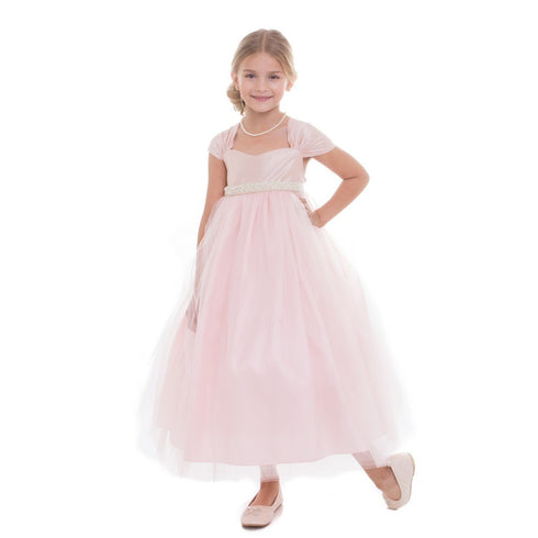 Petite Adele Little Girls Pink Raw Silk Tulle Flower Girl Dress 2T-6 - SophiasStyle.com