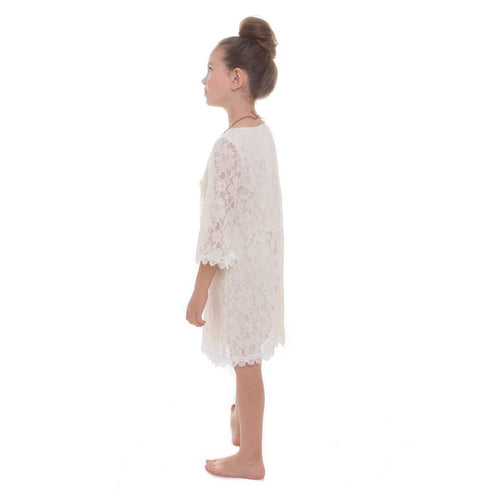 Petite Adele Big Girls Champagne Lace Necklace Junior Bridesmaid Dress 8-12 - SophiasStyle.com